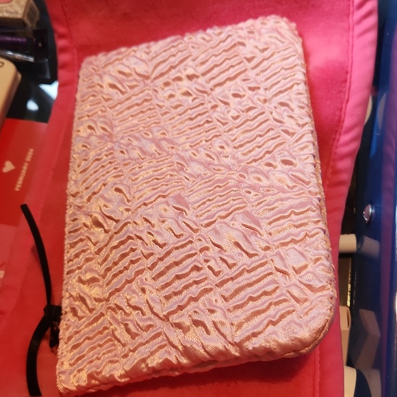 Elegant Pink Satin Makeup Bag - Picture 2 of 4